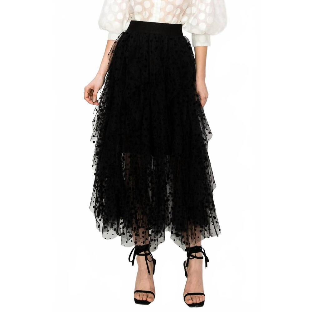 NEW INA FASHION tulle ruffles skirt in black